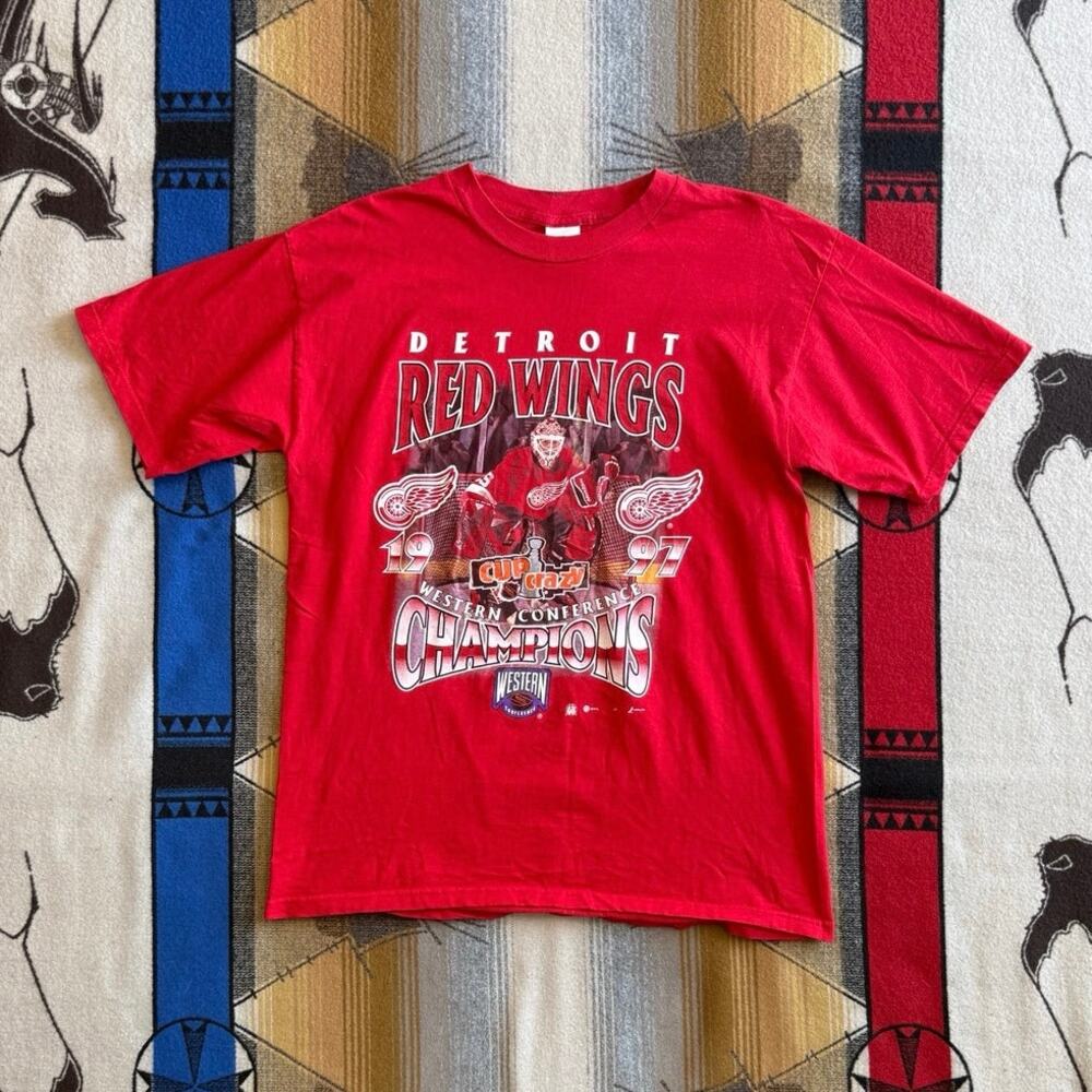 Vintage 1997 Detroit Red Wings Stanley Cup T-Shirt Size Large Hockey NHL